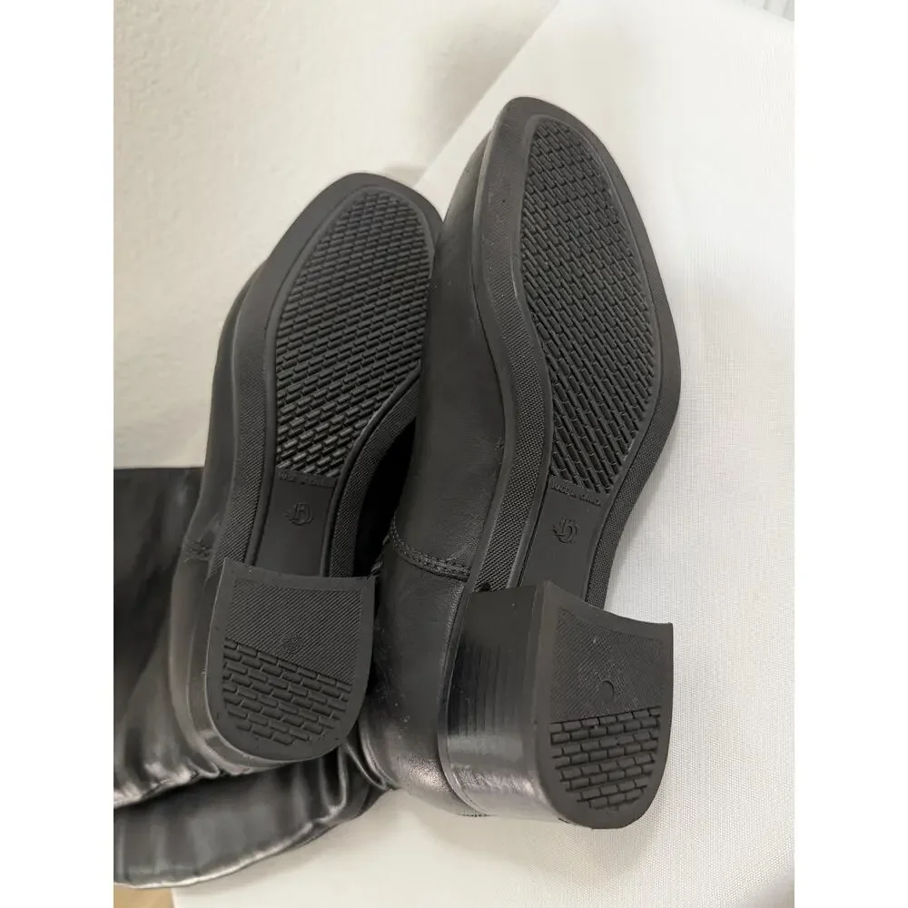 Vintage 90's Re'gence Canada Tall Winter Leather Boots Black Cozy Lined